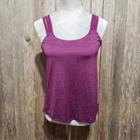 Prana M Women's Tank Top Purple Waterfall Back Strappy Criss Cross Athletic - Picture 1 of 5